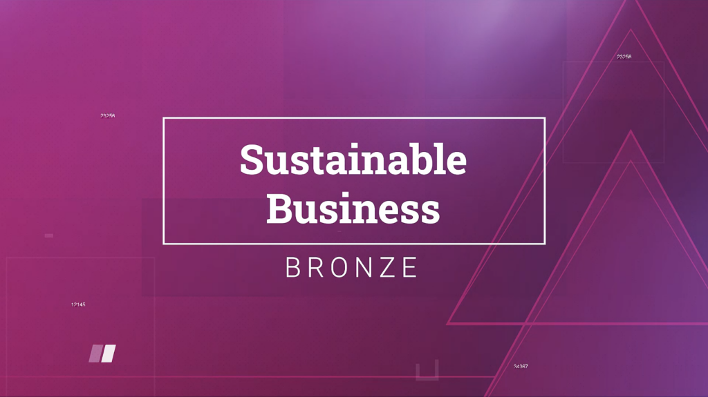 Sustainable Business Bronze teaser video title screen, exemplifying the visual brand identity created for Cranfield Online.